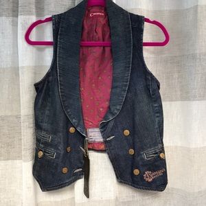 True vintage Cimarron designer jean vest Sz S